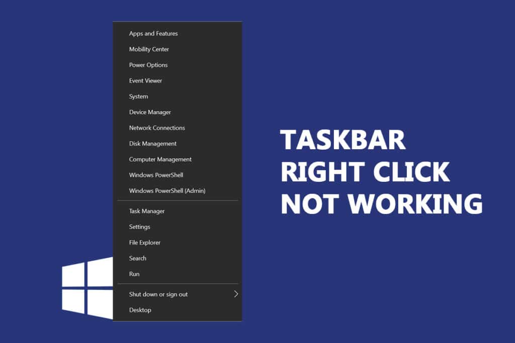 Windows 10 Taskbar Right Click Not Working