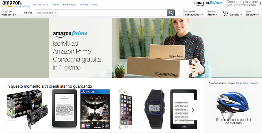 Amazon Prime costo più elevato ma consegne in 1 giorno