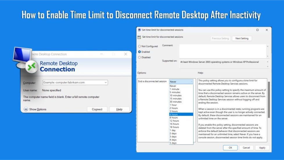 Enable Time Limit to Disconnect Remote Desktop After Inactivity