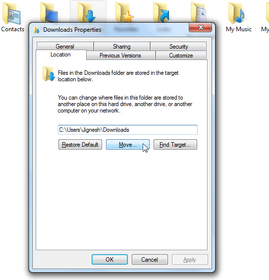 How to change location of user folder on Windows