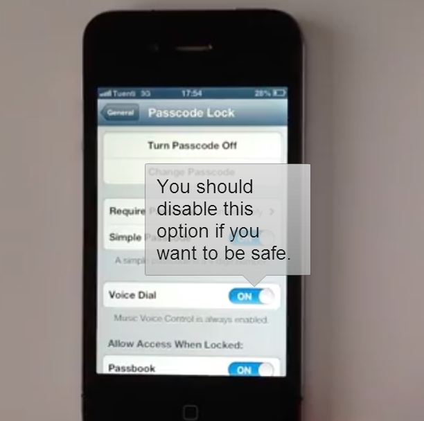 How to disable 'Voice Dialing' on an iPhone? Fix iOS 6.1.3 Lockscreen
