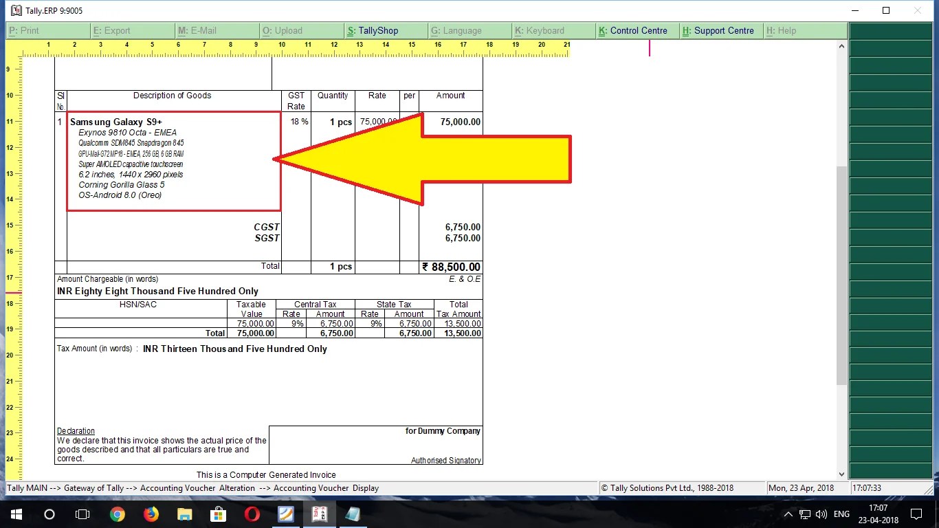 Multiline Description TDL for Stock Items for Tally ERP 9