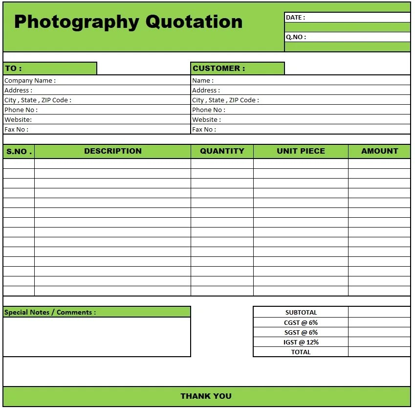 Computer Quotation Format In Excel Free Download Download Quotation