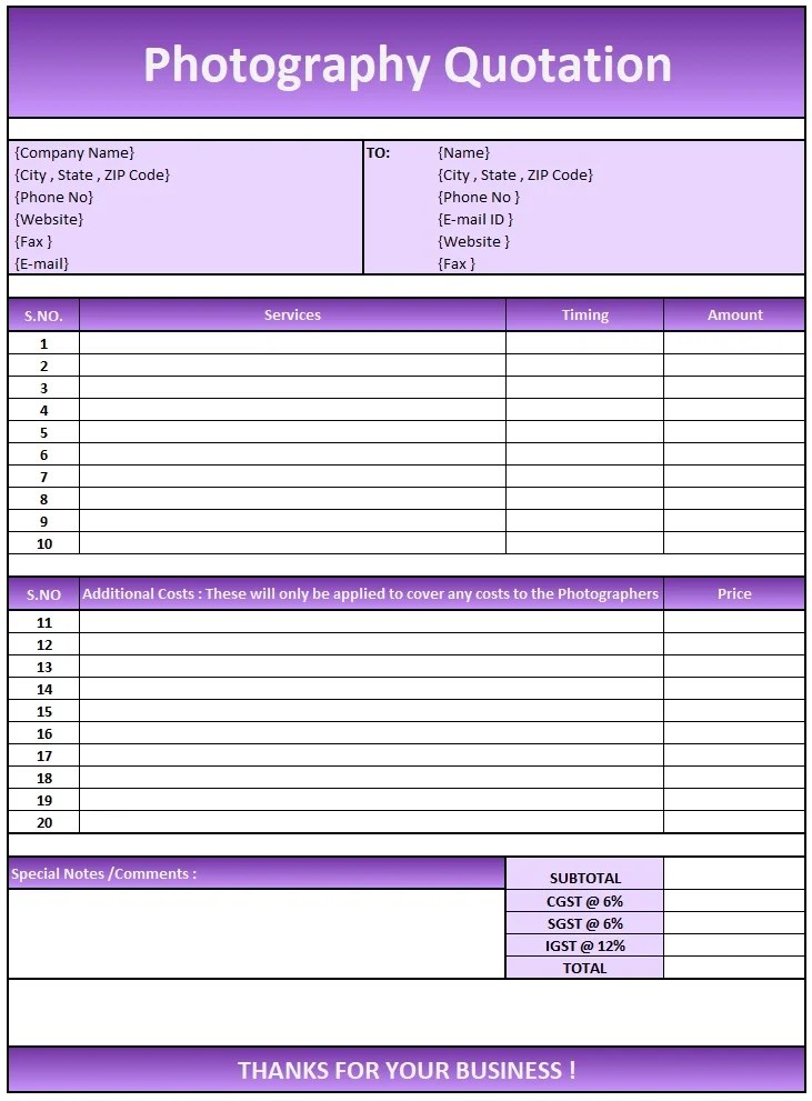 Painting Quotation Format Download Quotation Format in Excel