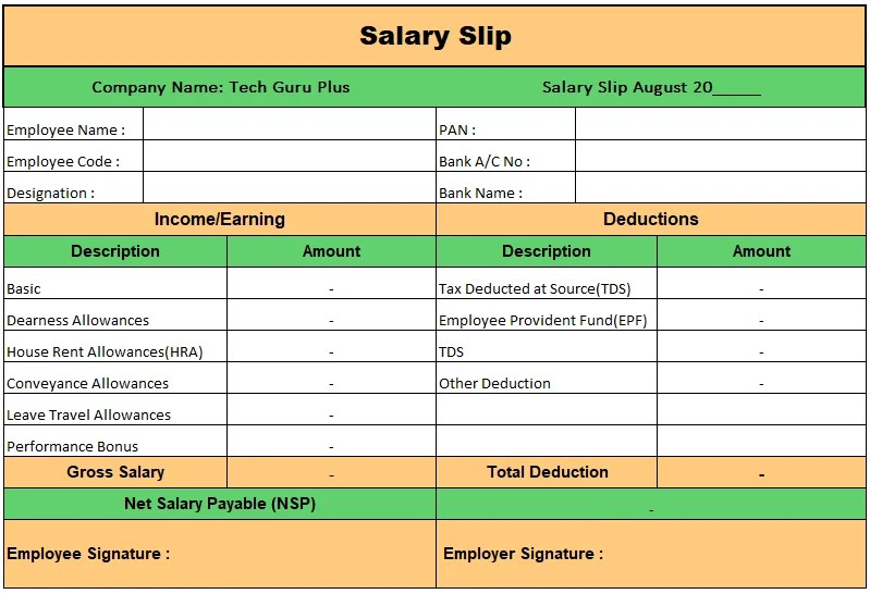Salary Slip Generator Using Excel Format Salary Slip Format In Excel