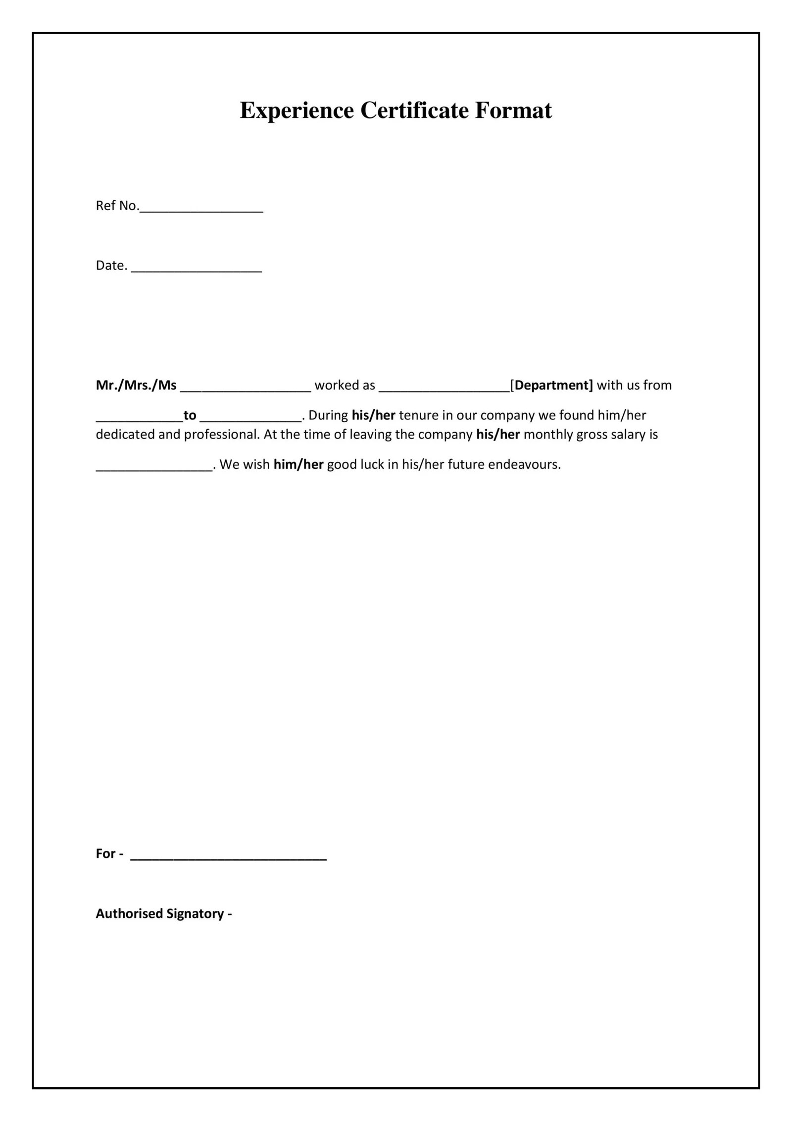 Experience Letter Format, How to Write in Ms Word