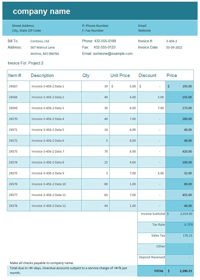 Sales Invoice Tracker Template in Excel (Download.xlsx)
