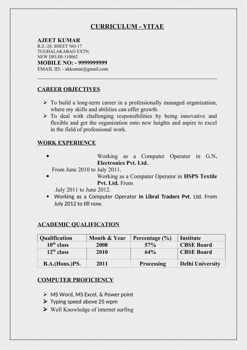 20+ Computer Operator Resume CV Templates in Word (.docx)