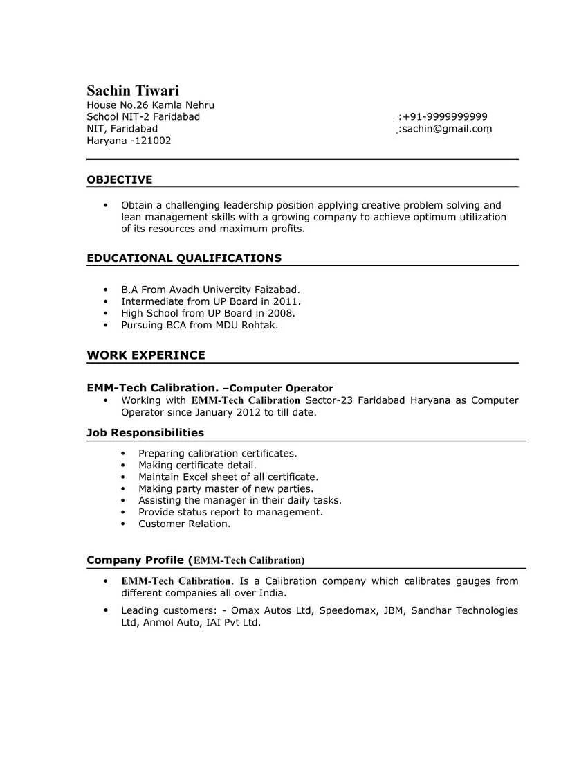 20+ Computer Operator Resume CV Templates in Word (.docx)