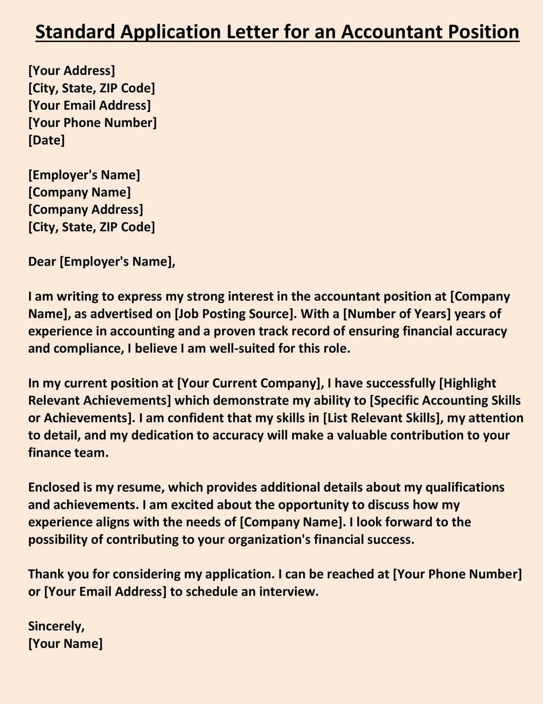 Application For Job Of Accountant