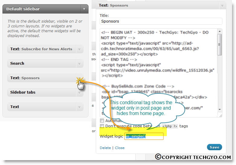 Display Or Hide Widget From Specific WordPress Post Sidebar