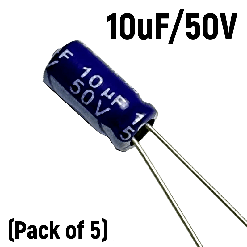 10uf 50V Electrolytic Capacitor (Pack of 5) techiesms