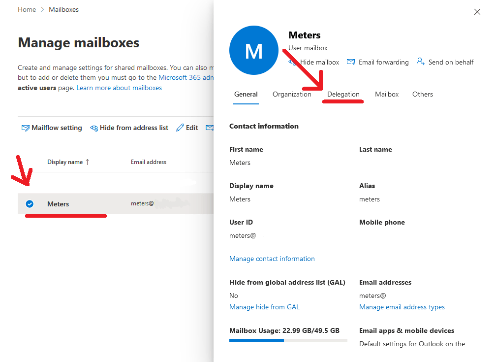 Solving "Cannot Find Mailbox in List of Users in Mailbox Delegates"