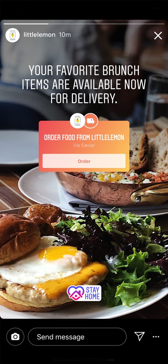 Look out for these new "Order Food" stickers on Instagram
