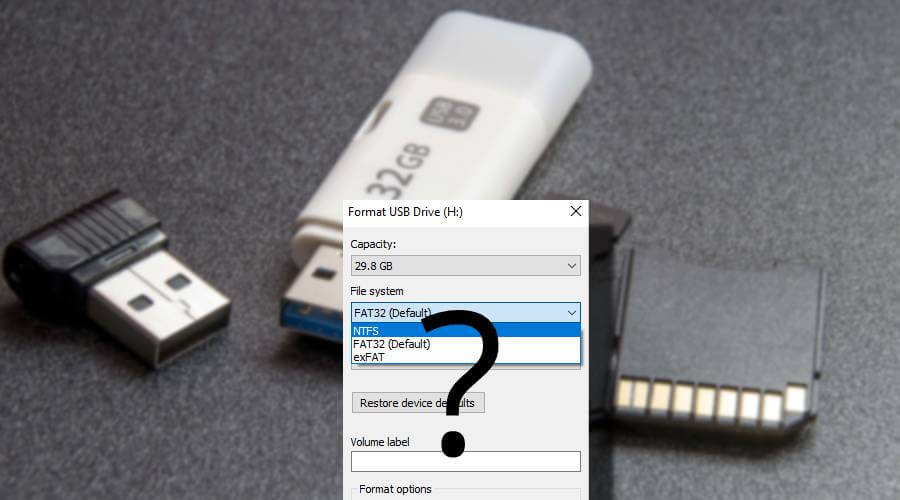 Difference between USB drive file systems — NTFS vs FAT32 vs exFAT