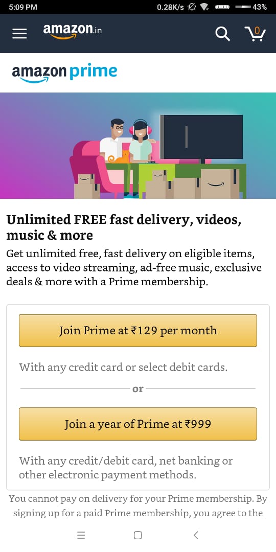 Amazon Prime Membership Now Available for Rs. 129 Monthly Subscription