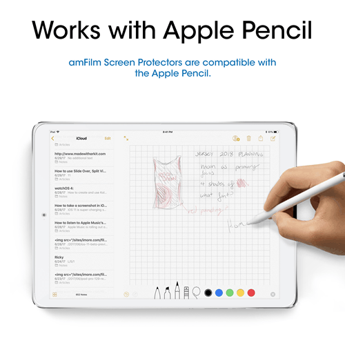 amFilm iPad Air, Air 2, 9.7 & Pro 9.7 Glass Screen Protector TechMatte