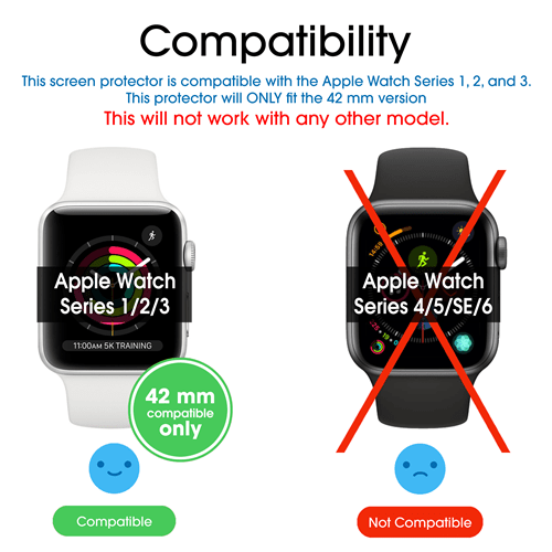 amFilm Apple Watch Series 3/2/1 (42mm) Glass Screen Protector 2Pack