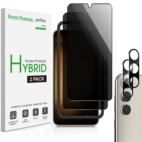 amFilm Galaxy S23 Plus Hybrid Privacy Screen Protector & Camera