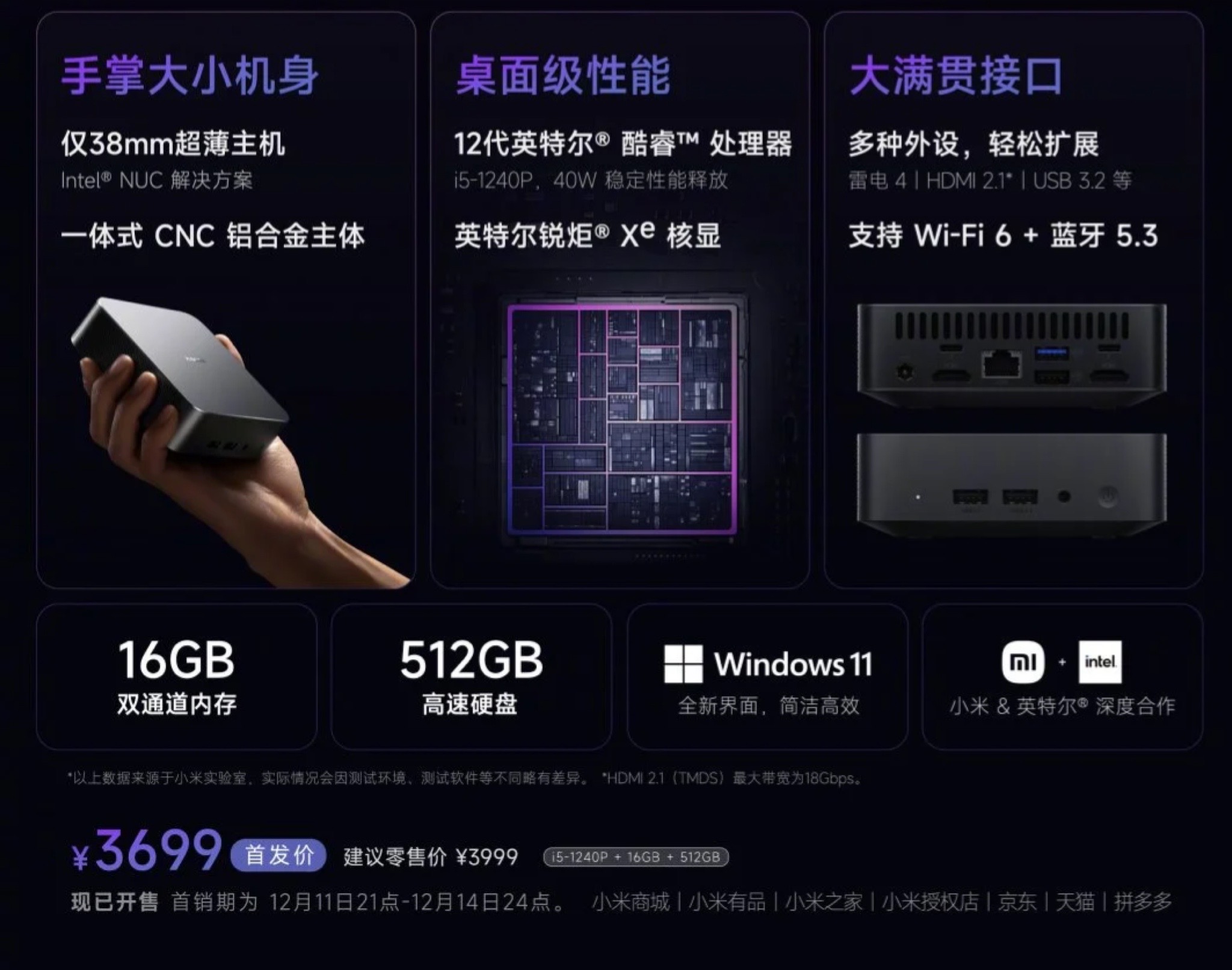 Xiaomi Mini PC release 12th Gen Intel Core i5, 16GB RAM and 512GB SSD
