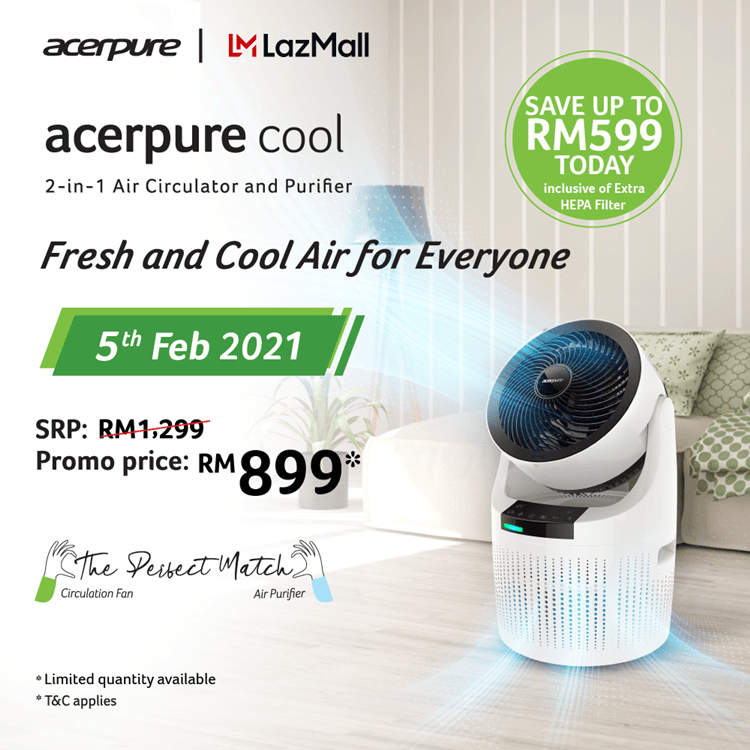 acerpure cool Malaysia release a 2in1 Air Purifier machine with a