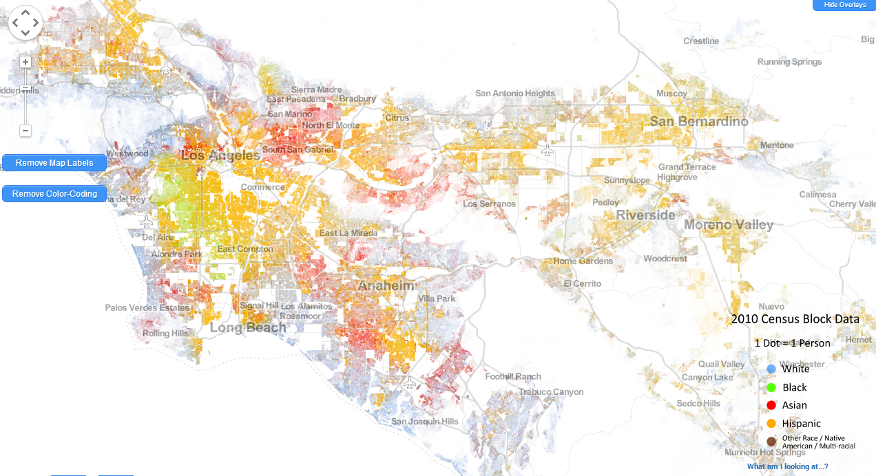 Los Angeles Race Map Race, Gender, And Dot Density Maps