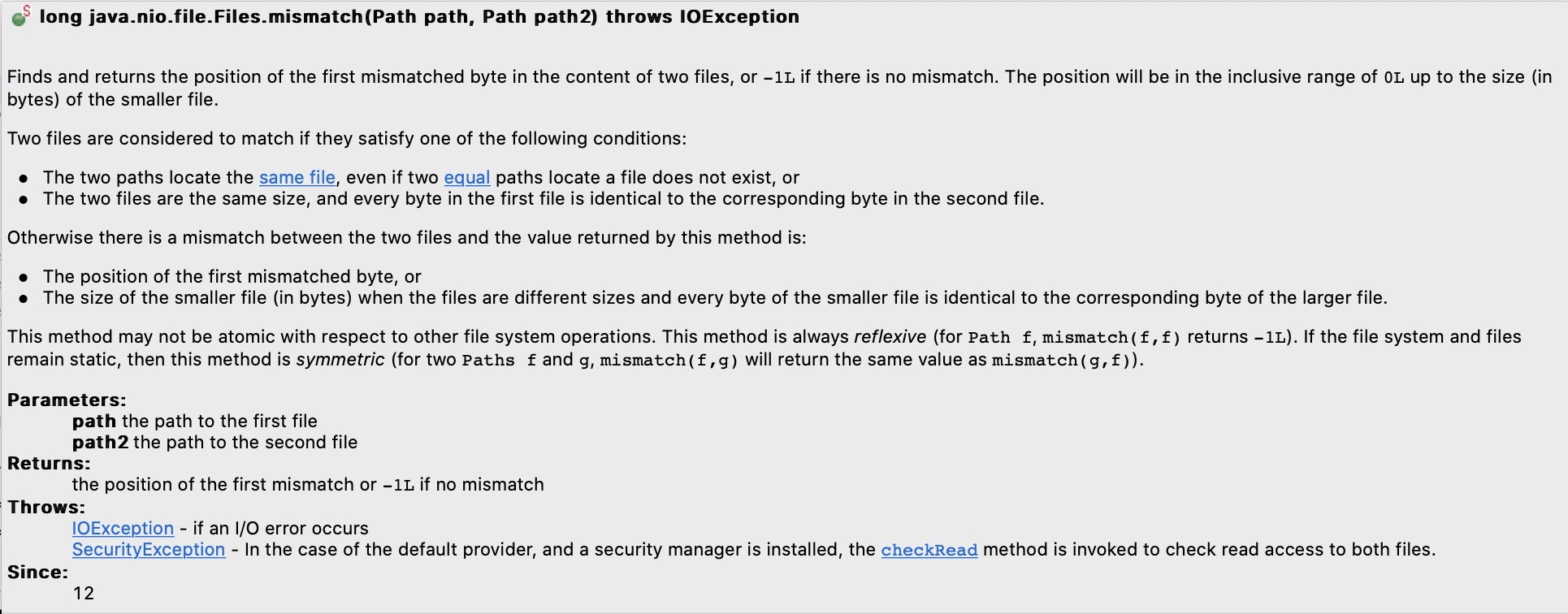 Files Comparison using Files.mismatch() in Java 12 Techndeck