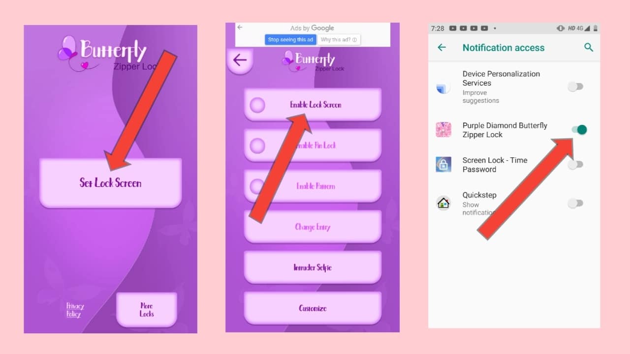 Butterfly Zipper screen lock App For Android Users.