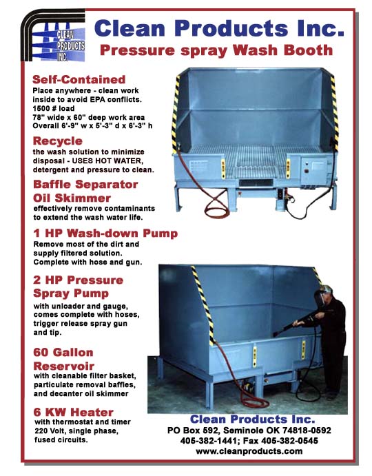 High Pressure Spray Wash Booth specifications