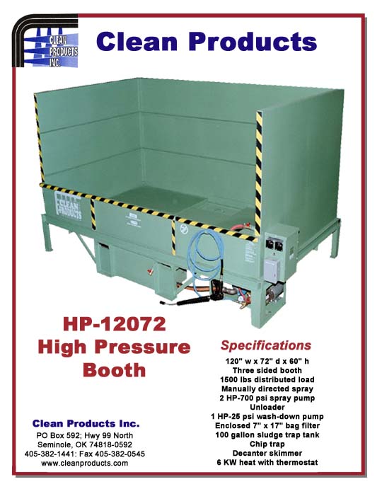 High Pressure Spray Wash Booth specifications