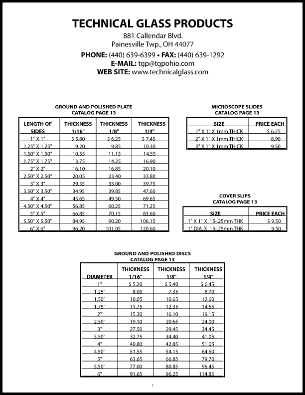 Technical Glass Products