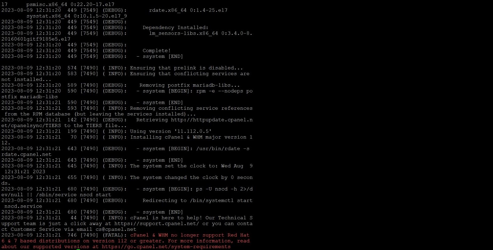How to Fix cPanel & WHM no longer support Red Hat 6 & 7 based