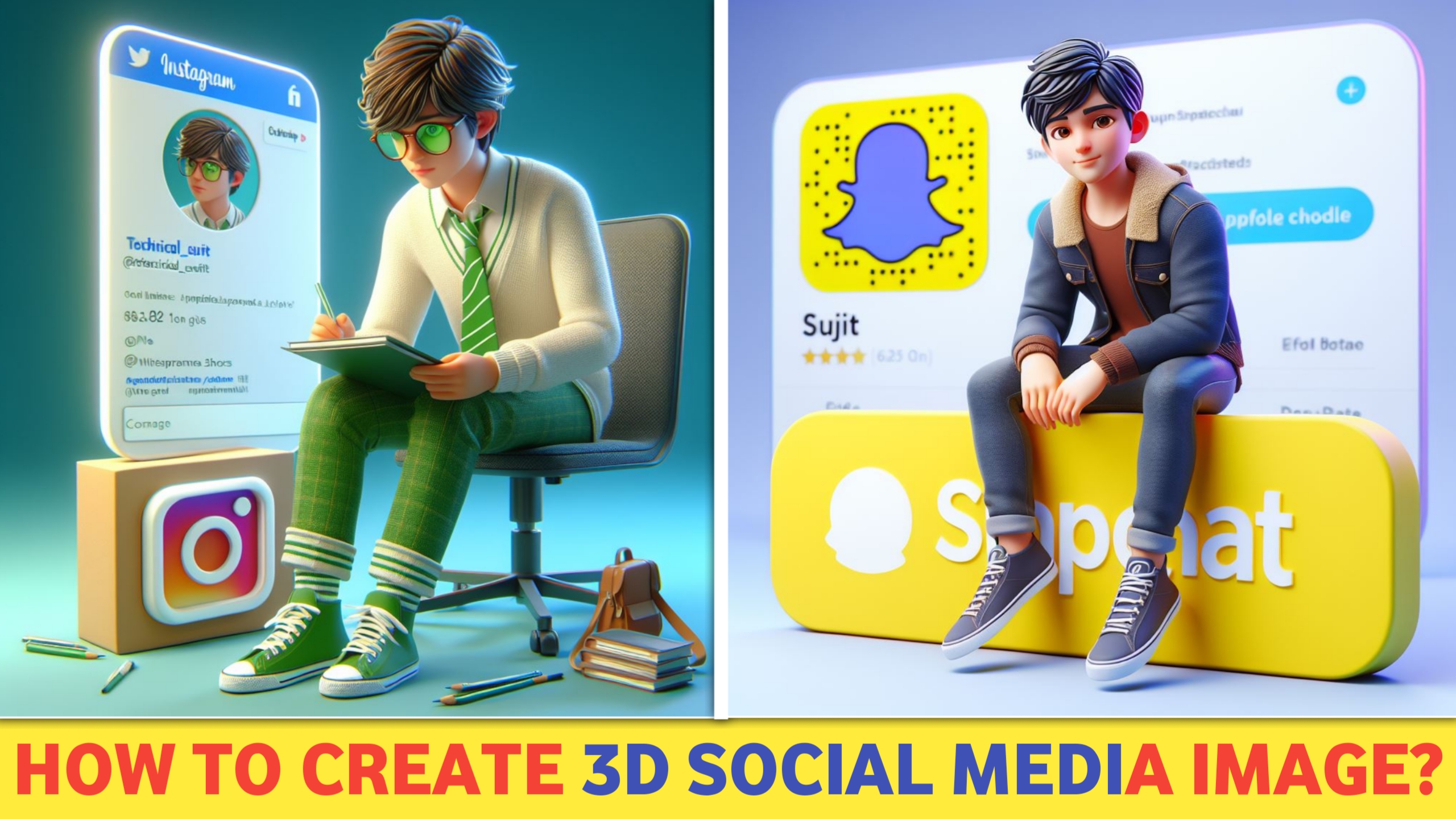How To Create 3D Social Media Image - Technical Sujit