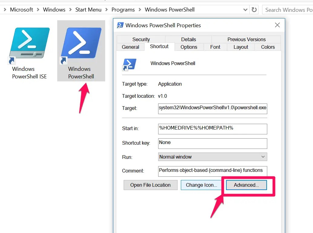 How to always Run Powershell as an Administrator in Windows 10