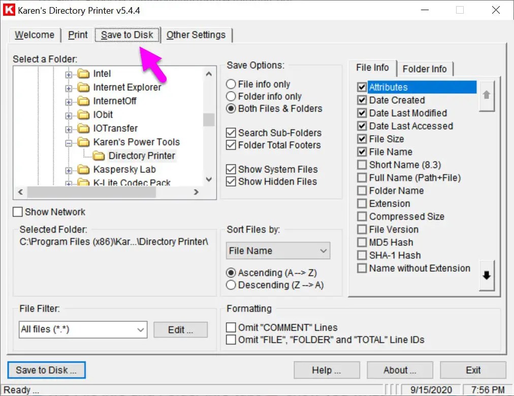 How to Print lists of files in a Folder in Windows 10