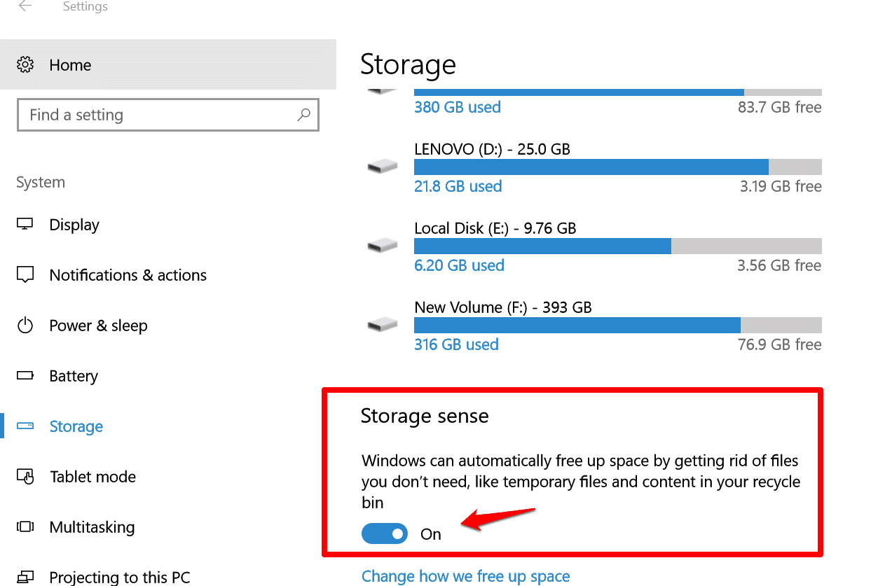 How To Free Disk Space Automatically with Windows 10 Storage Sense