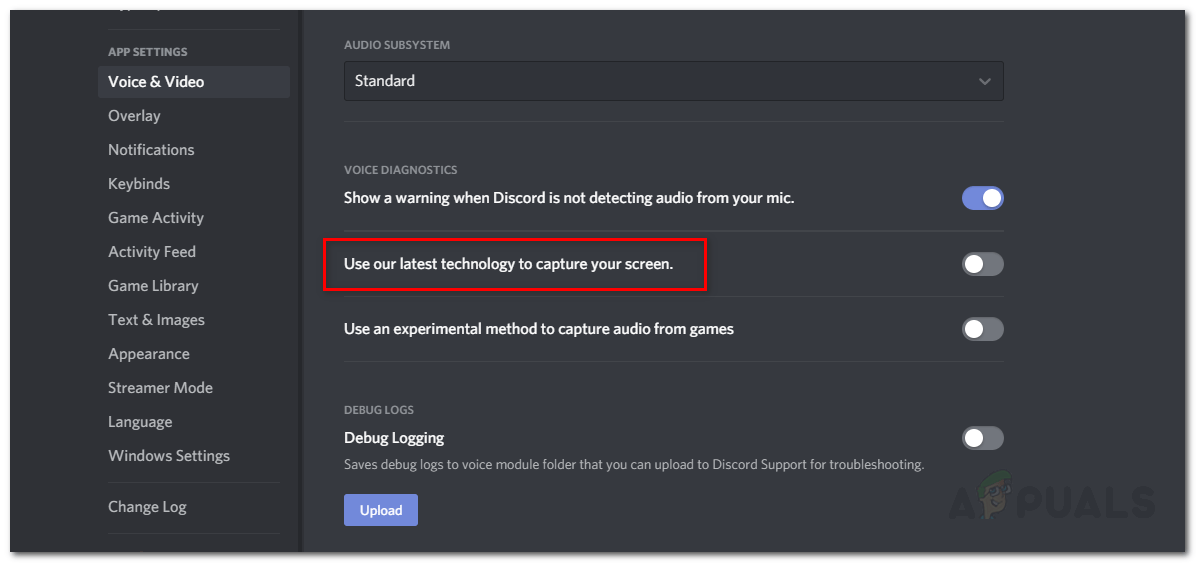 Discord Screen share not working