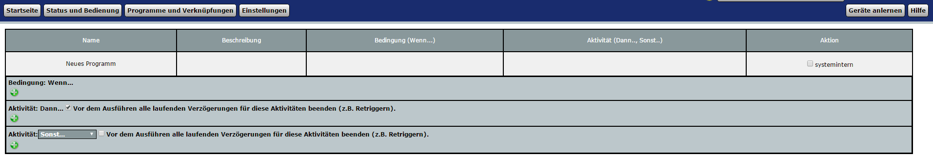 Homematic Neues Programm anlegen ›