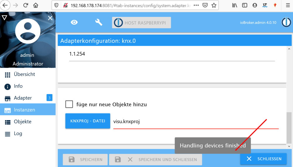 Raspberry Pi> ioBroker mit KNX verbinden und die erste Gruppenadresse schalten ›