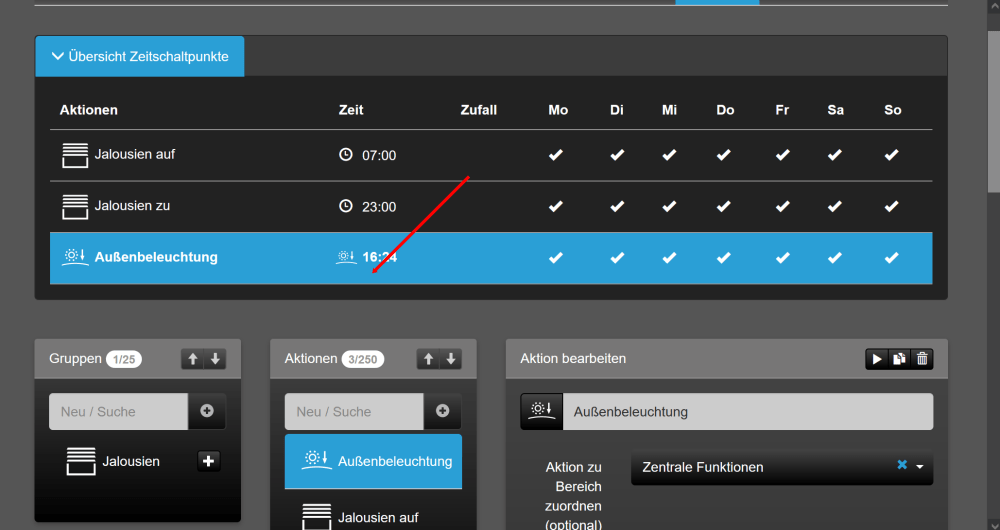 Jung SV Server Astro Funktionen für die Außenbeleuchtung verwenden