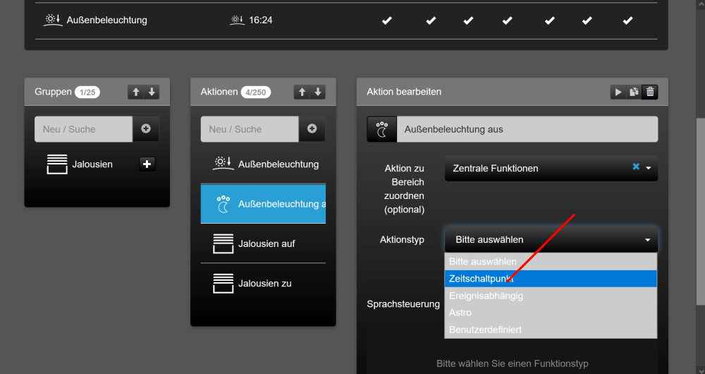 Jung SV Server Astro Funktionen für die Außenbeleuchtung verwenden