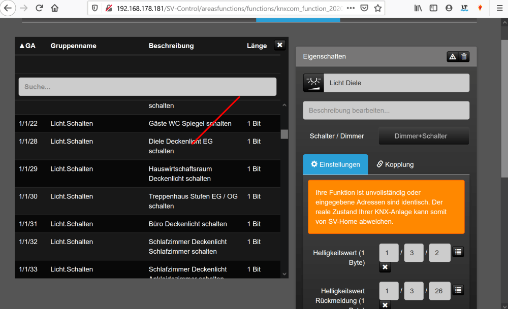 Smarte Visualisierung Einrichtung und verwenden >Jung SV Server (Smart