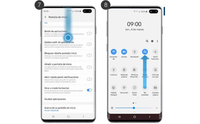 Wie kann man den Bildschirm des Samsung Galaxy S10 im Querformat drehen und verwenden