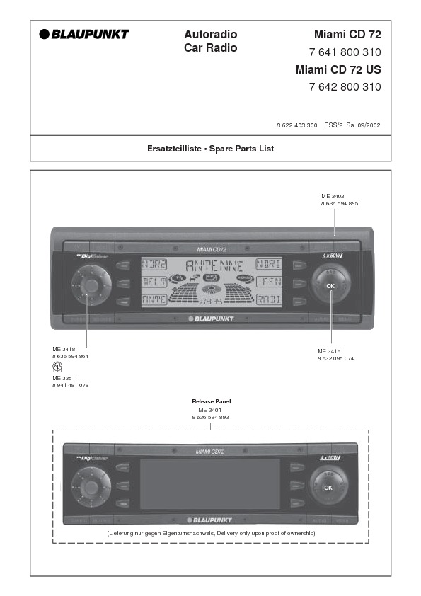 Download Blaupunkt_MIAMI_CD72.pdf Service diagram. Free manual and