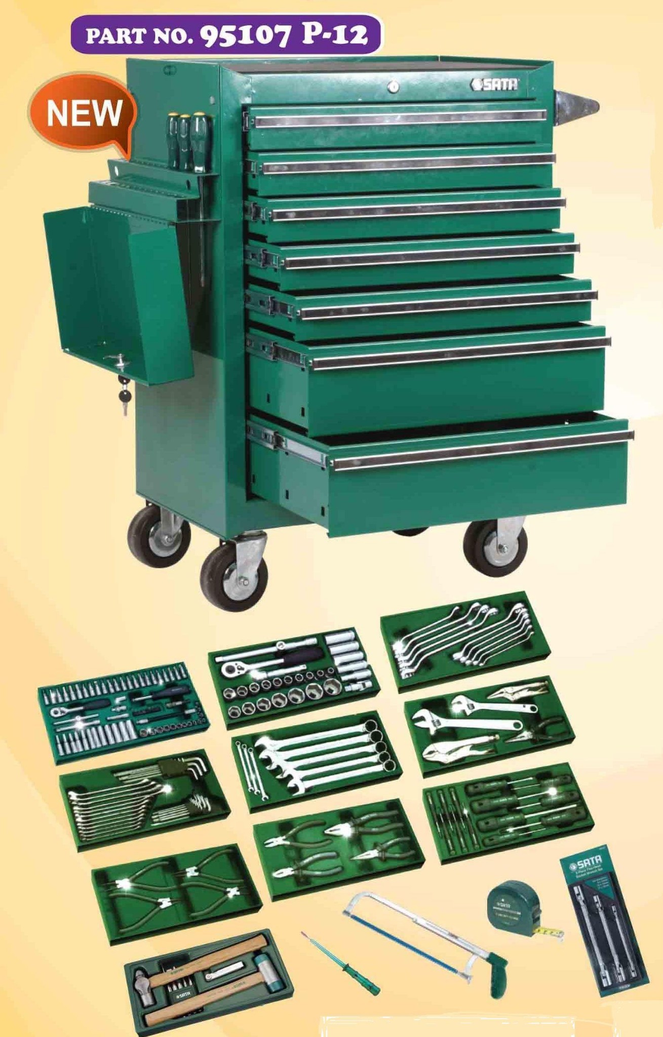 SATA 95107P12 213 PCS TOOLS SET WITH 7 DRAWER ROLLER