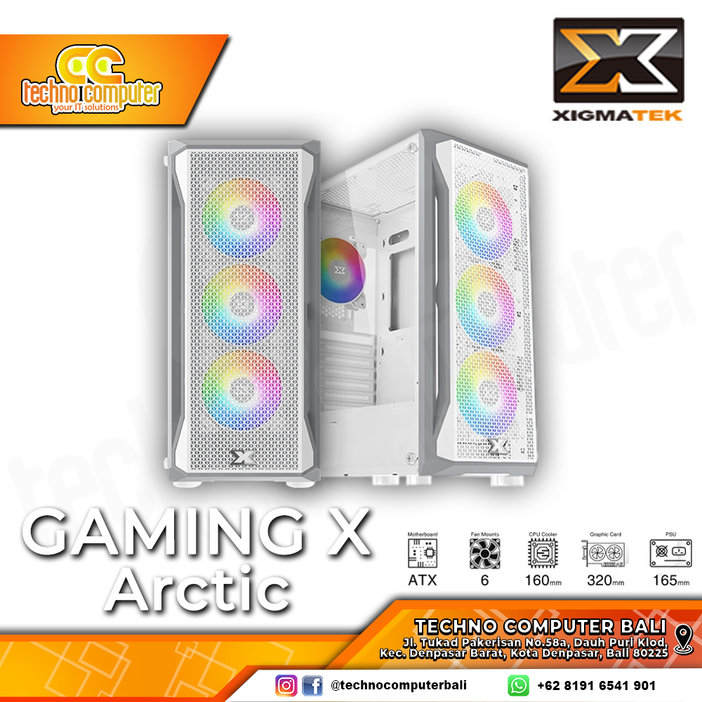 CASING XIGMATEK GAMING X Arctic White Mid Tower ATX Case Tempered
