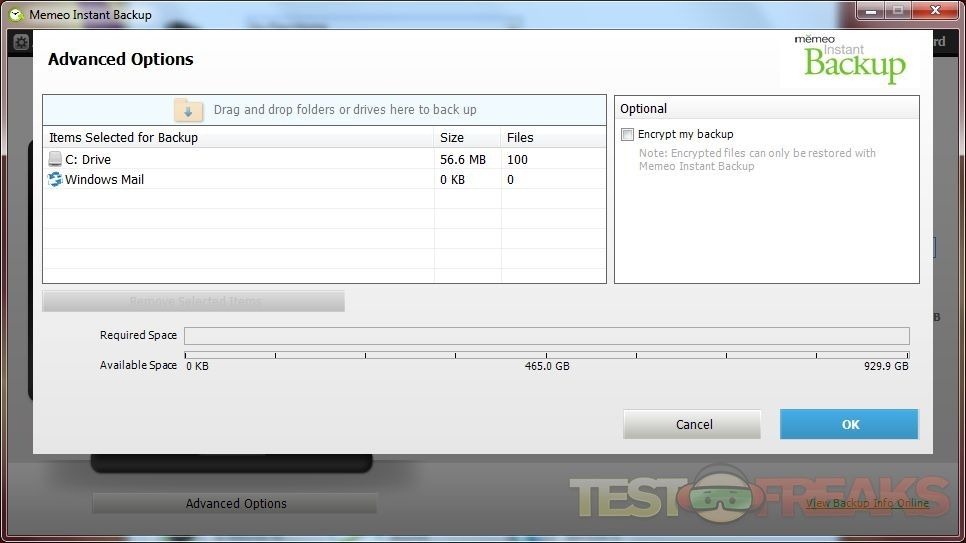Memeo instant backup on a goflex passalegacy