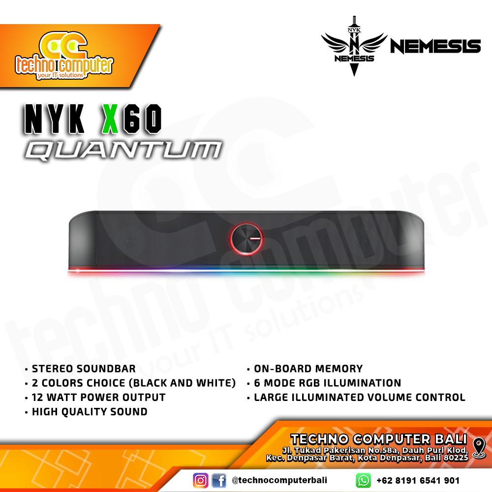SPEAKER NYK NEMESIS X60 Quantum RGB Stereo Soundbar BLACK
