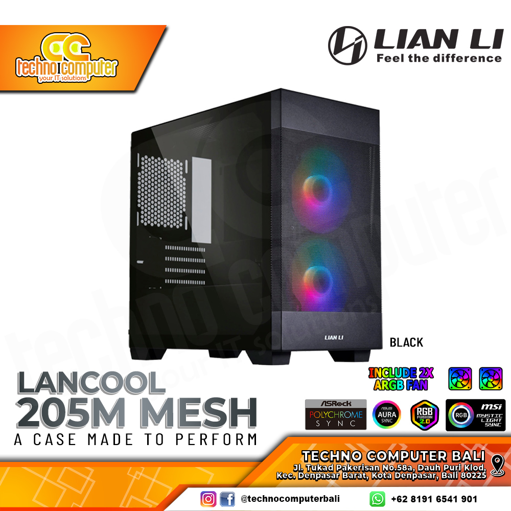 CASING LIAN LI LANCOOL 205M Mesh Black - Mid Tower mATX Case Tempered