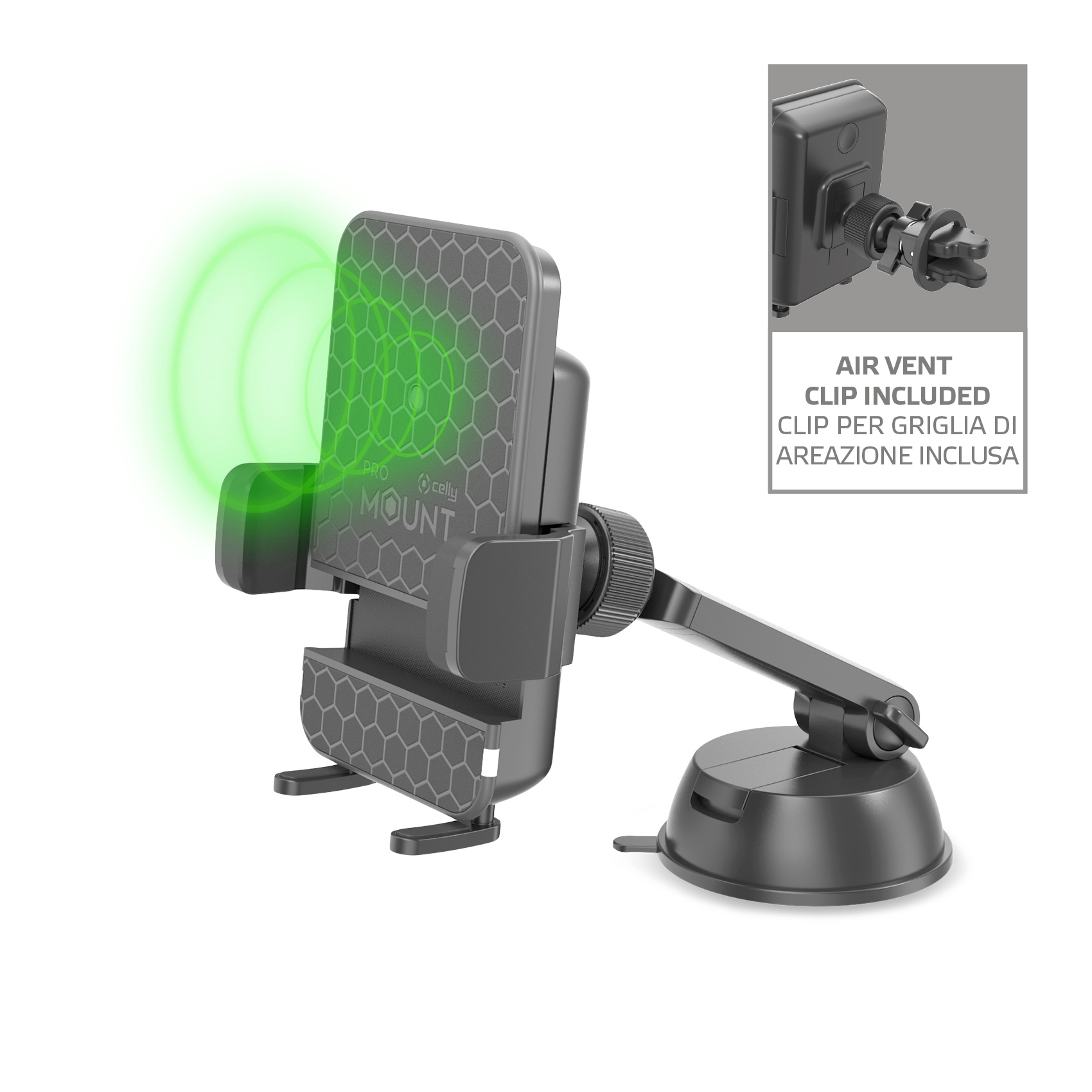 Celly Mount Charge Wireless Charger Car Holder Technoline